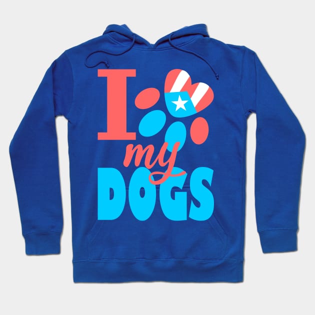 Puerto Rico I Love my Dogs Flag Pet Paw Boricua Hoodie by bydarling